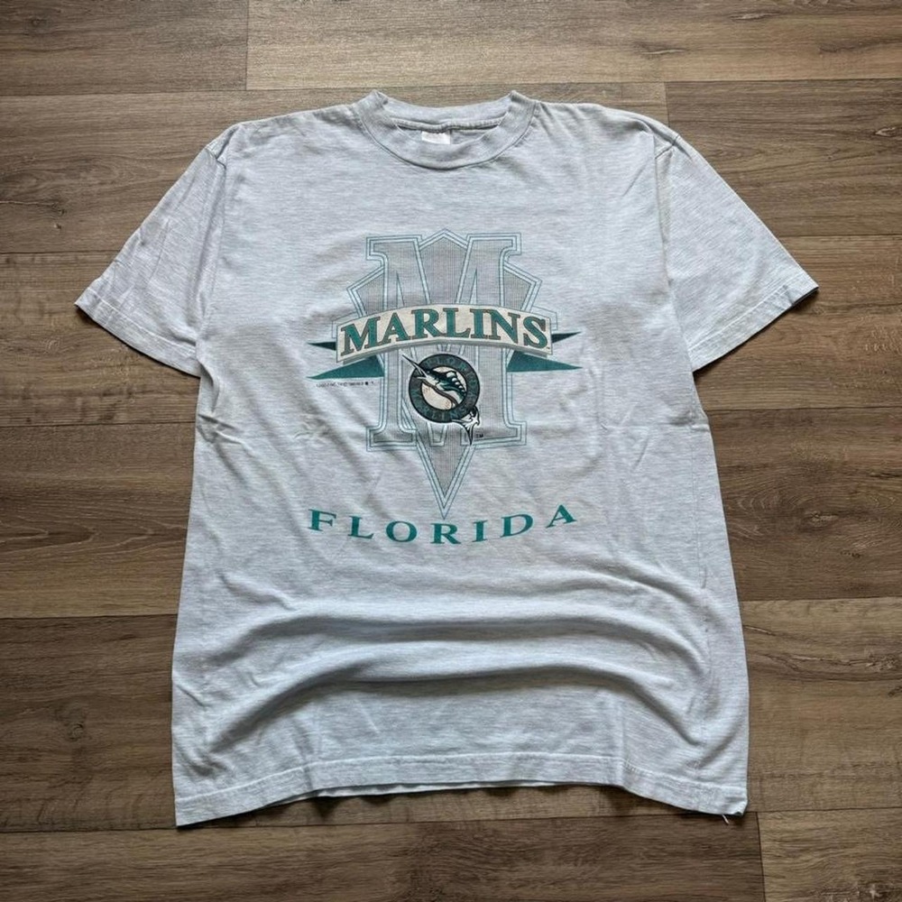 90's florida marlins MLB Men's Grey tee